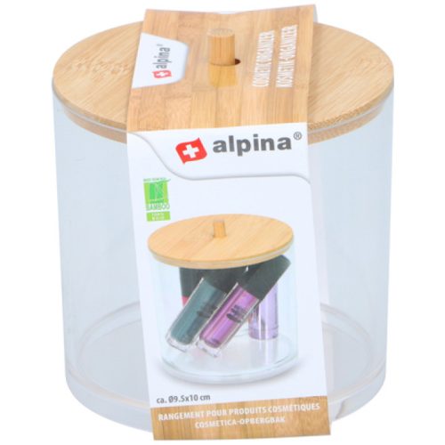Alpina Kozmetikai tároló henger műanyag+bambusz tető