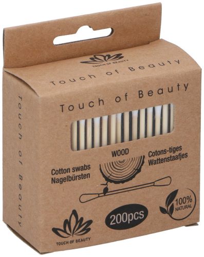 Touch Of Beauty pamut-bambusz fültisztító pálcika papírdobozban, 200db-os