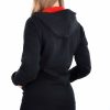 női pamut kapucnis cipzáras pulóver - fekete