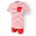 csíkos női rövidnadrágos pamut pizsama - piros