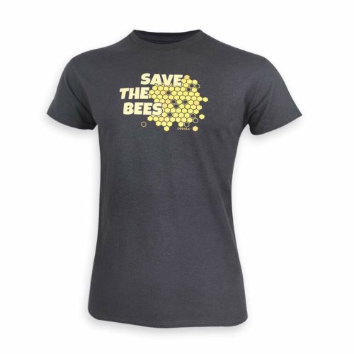 Save The Bees méhecskés biopamut férfi póló - sötétszürke