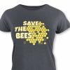 Save The Bees méhecskés biopamut női póló - sötétszürke
