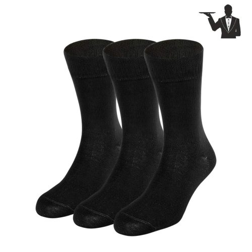 pamut gumi nélküli pincér zokni - fekete - 45-47 - 3 pár