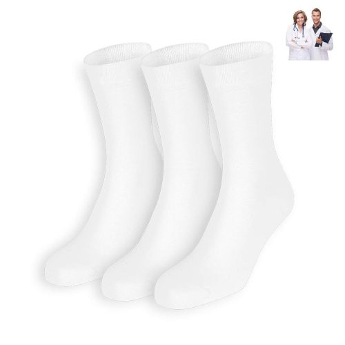 pamut gumi nélküli orvos zokni - fehér - 42-44 - 3 pár