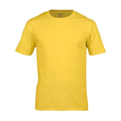 Work környakú rövid ujjú pamut póló - sárga